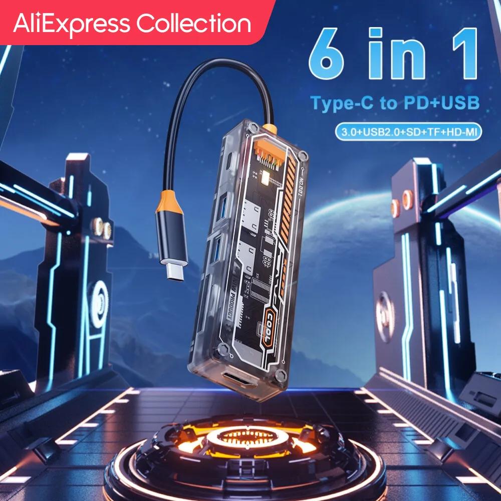AliExpress ÷ ASOMETECH ƺ ο USB 3.0 , CŸ-HDMI ȣȯ, 4K TF PD 100W , 6 in 1